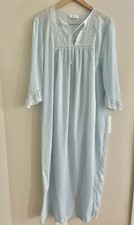 Barbizon Large Vintage Long Nightgown Aqua Cuddlesoft Lace - EUC