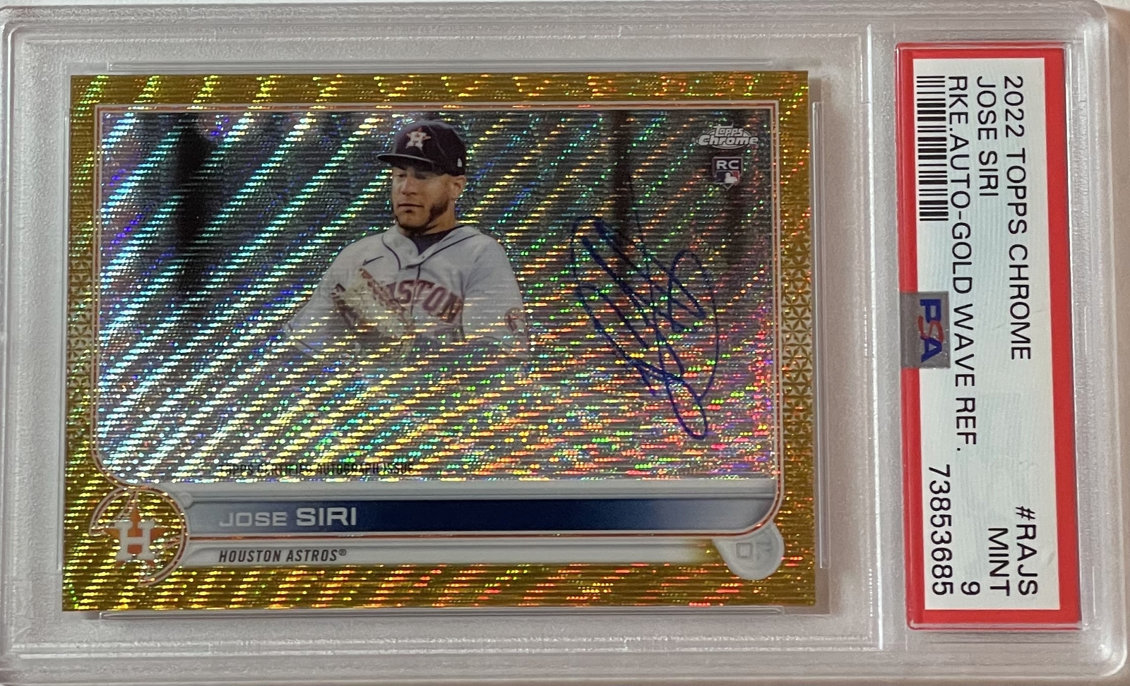 2022 Topps Chrome RC Autographs Gold Wave Refractor Jose Siri PSA 9 Astros #/50