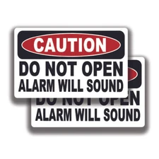 CAUTION DO NOT OPEN DECAL Alarm Will Sound Stickers Sign Bogo For Truck Window