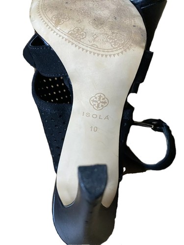 isola womens shoes black suede open-toe high heels sandals sz 10 - Picture 10 of 10