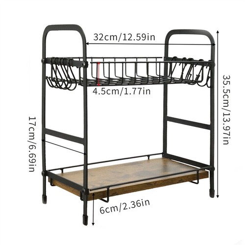 Große 2 Ebenen Kaffee Bar Station Aufbewahrung Regal Tassenhalter Regal Ablage Organizer - Bild 8 von 12