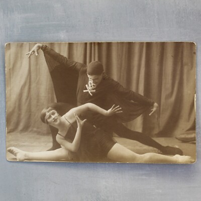 Boris RITMIN and POPOVA Dance of Death ballet RARE Russian photo postcard 1929 