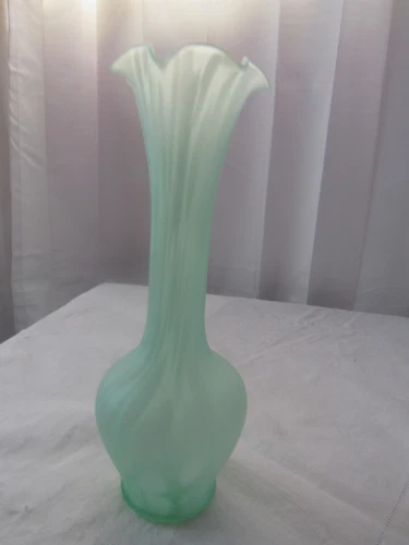 Frosted green 8" tall vase art vase