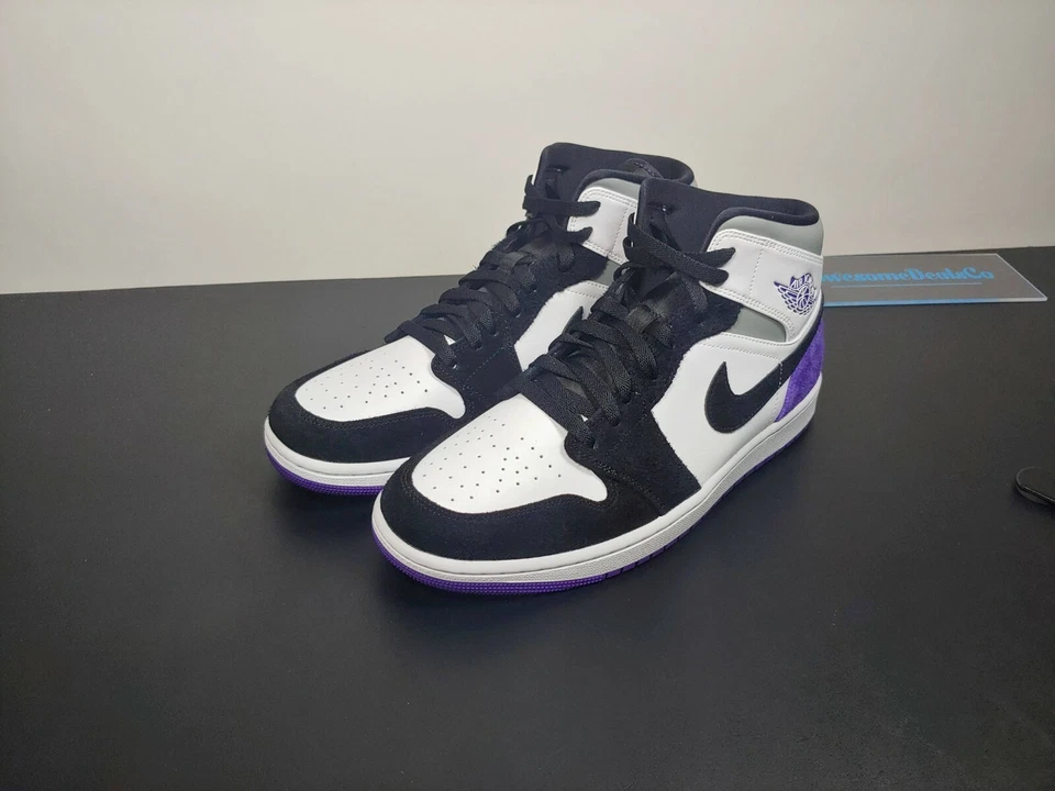 Nike Air Jordan 1 Retro Mid SE Court Púrpura Blanco Negro 852542-105 Hombres Talla Foto 3 de 4