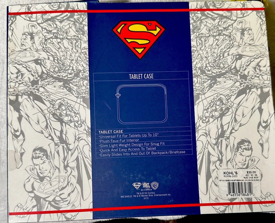 Superman Logo Blue Neoprene iPad Android Tablet Zippered Case Fits up to 10" - Image 2 of 4