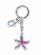Puzzled Pink Starfish Sparkling Charm Key Chain NEW Keyring Jewelry Accessories