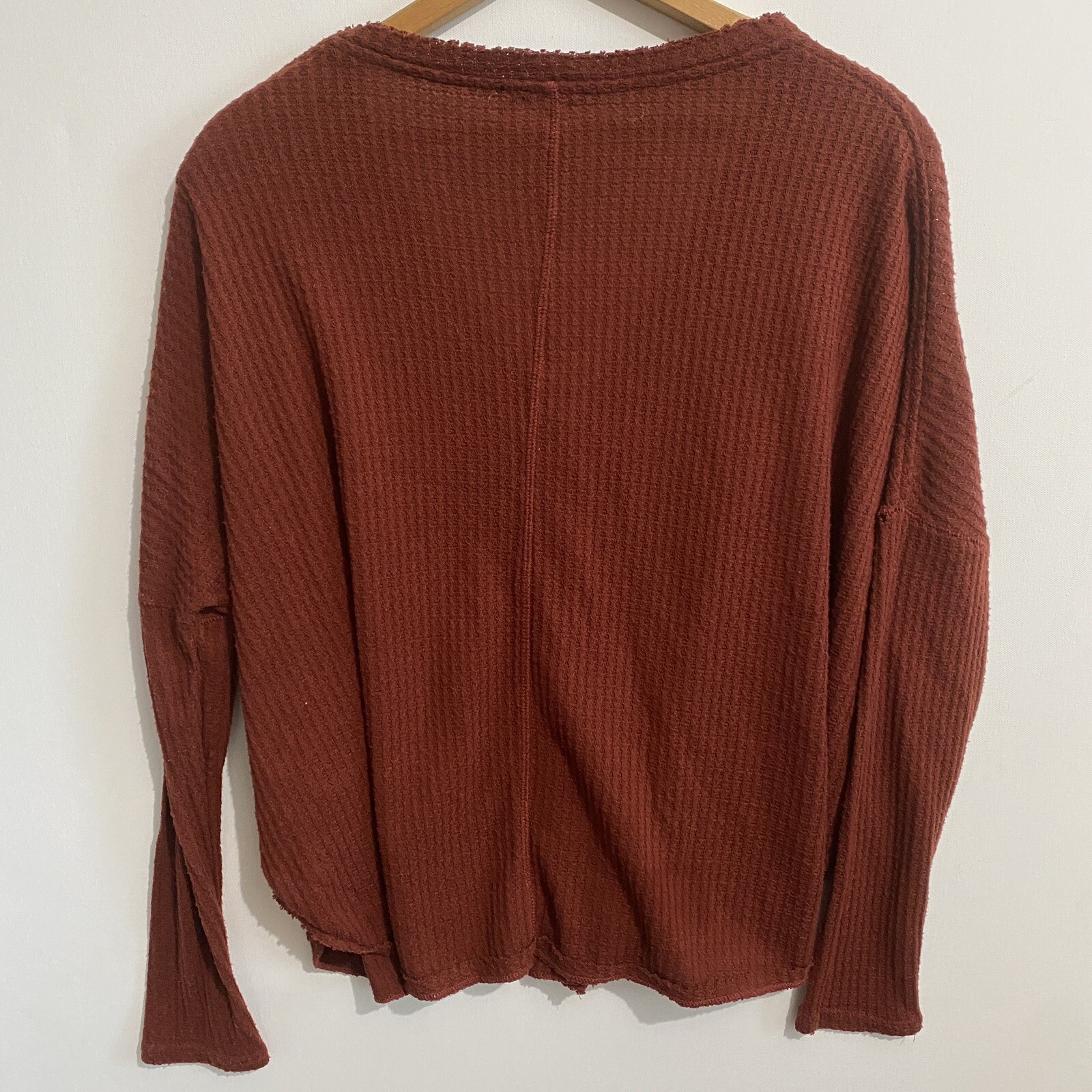 Urban Outfitters Womens XS Out From Under Jojo Waffle Knit Button Up Shirt Rust eBay