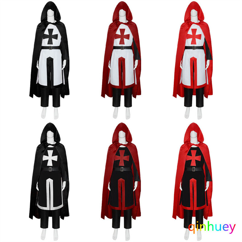 Mens Knight Costume Templar Crusader Medieval Warrior Adult Cosplay Outfit New-image