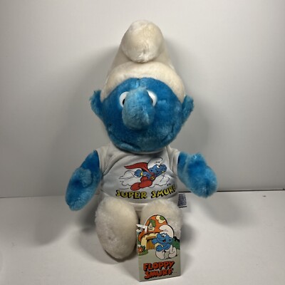 Floppy Smurf Super Smurf T-Shirt 12  Plush Peyo Schleich Wallace Berrie