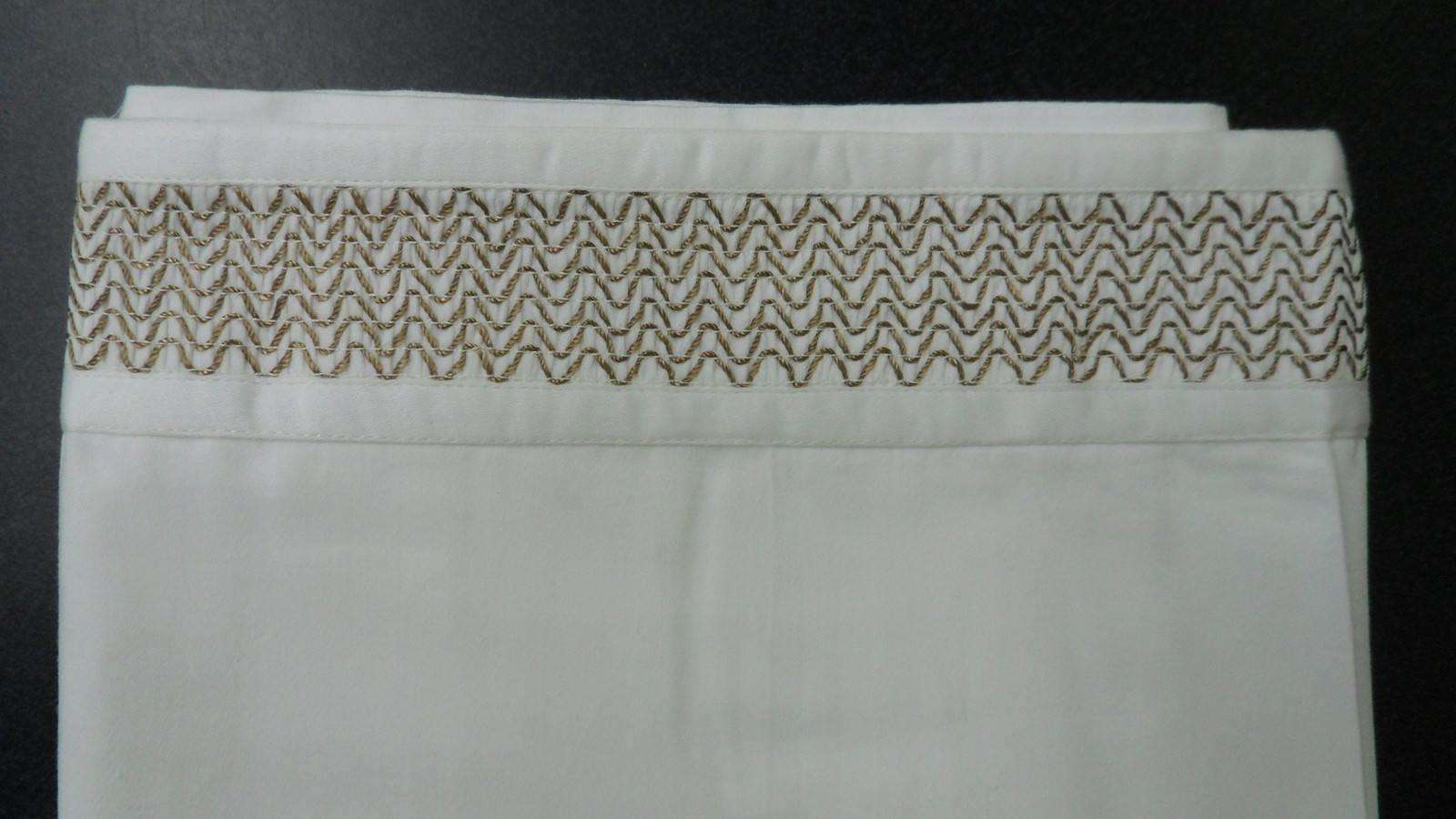 Ankasa White Taupe Brown Zigzag Embroidery Hem 1 Standard Pillow Sham