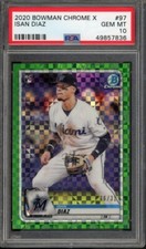 2020 Bowman Chrome ISAN DIAZ #97 RC Rookie Green X-Fractor /31 Marlins PSA 10