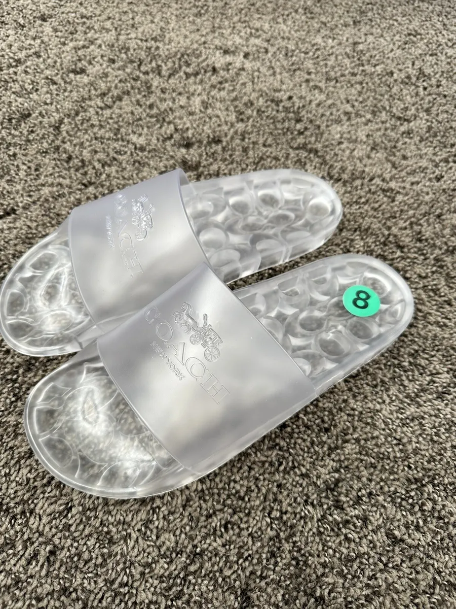 Coach Women's Shoes Rubber Jelly Slide Size 8 B Clear Sandals 