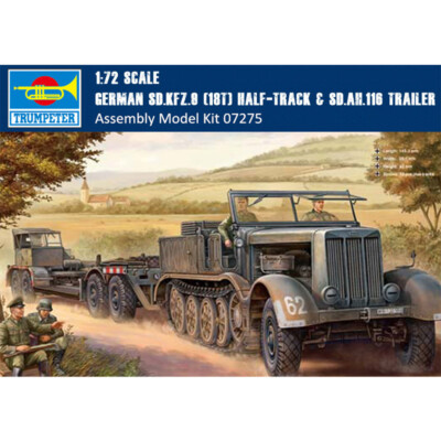 Trumpeter 07275 1/72 German Sd.Kfz.9 (18t) Half-Track & Sd.Ah.116 Trailer Model