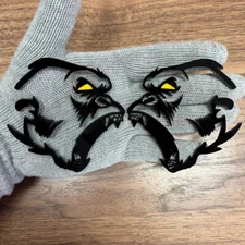 Gorilla  Badges Emblem Yellow Eye Hell Rilla, 2 Badges, Fender Angry Black