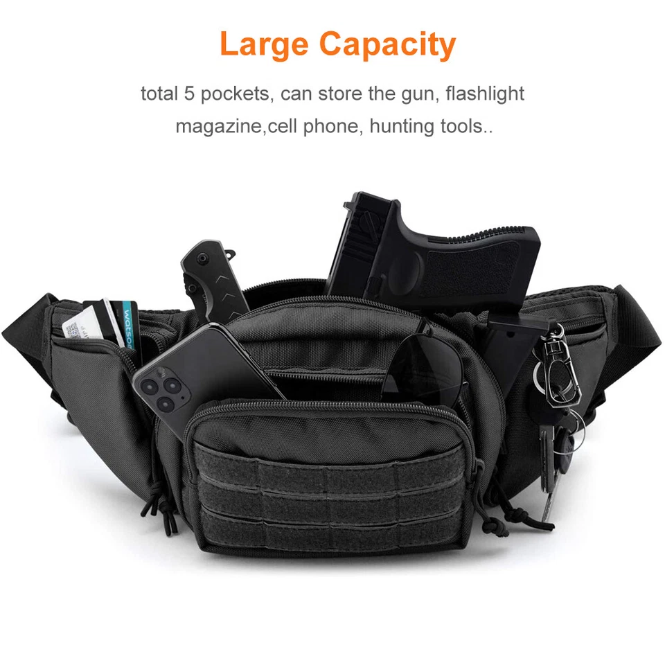 Tactical Concealed Carry Pistol Waist Pouch Gun Bag Military Fanny Pack Holster - Image 4 of 4
