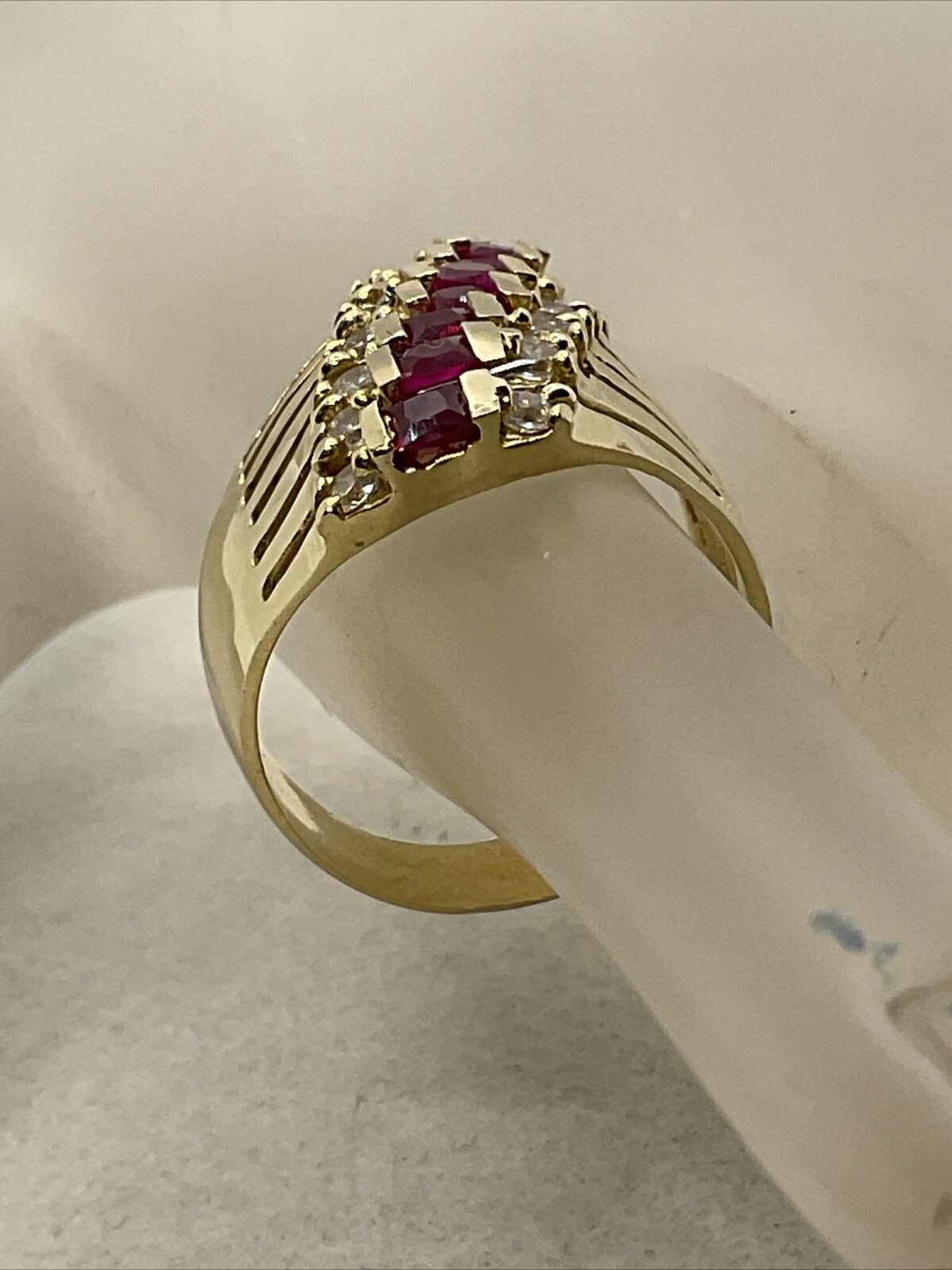 IMPRESSIVE Solid 14K Yellow Gold Princess Cut Cre… - image 14