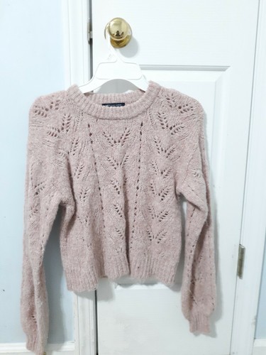Soft Cropped Knit Pink Sweater Sz XS 