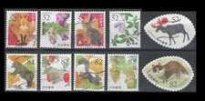 Juegos de estampillas de felicitación de Japón 4038a-e + 4039a-e 52 y 82 yenes (10 estampillas usadas, 2016)