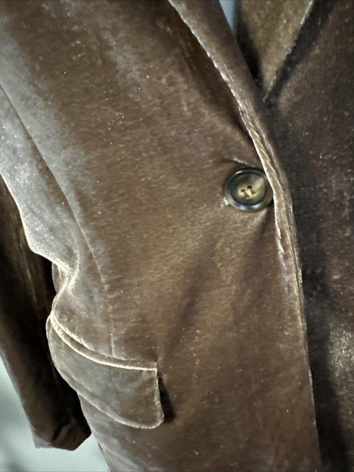 Mystree Brown Velvet 1Button Coat Jacket Women’s Small Lined Pockets