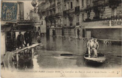 CPA AK Inondation 1900 PARIS Rue de Javel Rue St-Charles FRANCE (990878)