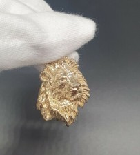 9ct Gold On Silver Lion Head Pendant UK Made