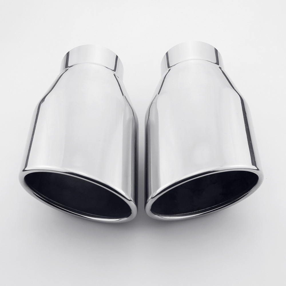 2.25" Inlet Twin 2.75 In Out 8.6" Long Round Rolled Stainless Steel Exhaust Tip - Foto 6
