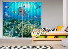 3D Underwater Coral Fish ZHUA1584 Photo Curtain Window Blockout Fabric Amy 2023