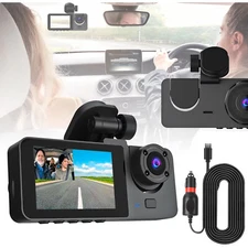 3 Channel 1080P Dash Cam Recorder Car DVR |G Sensor| Night Vision Loop Recording