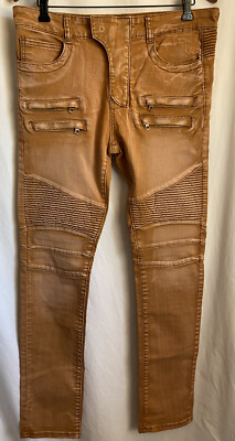 Balmain Paris rare double zipper ribbed tapered slim fit jeans