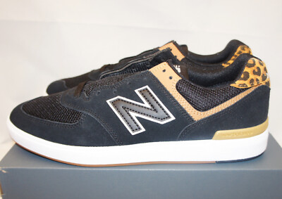 New Balance All Coast Black / Leopard Mens 10.5 Low Top Sneaker Shoes Tan