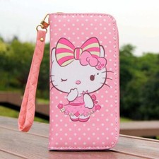 Cute Girl KT cat Wallet Clip 6-inch Phone Storage Bag Pink