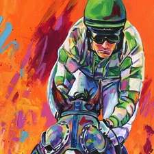 Horse Jockey Art Print | Acrylic Painting | Unique Wall Decor | Kentucky Derby