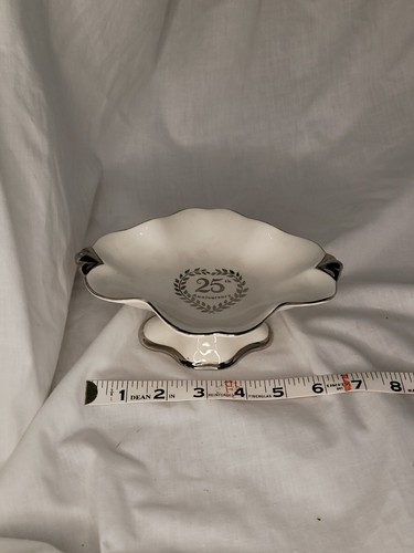 Lot 3 25th Anniversary Candy Dish, Vase And Bell SET Silver Trim - Picture 20 of 21