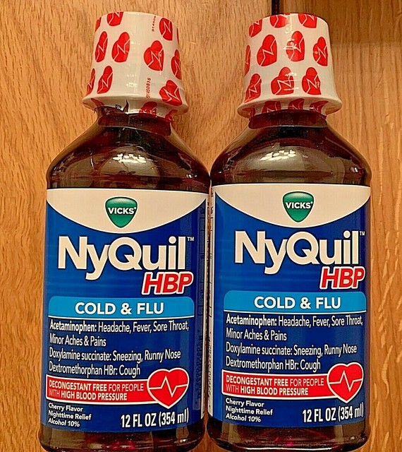 Vicks NyQuil HBP Cold & Flu Liquid Cherry 12oz