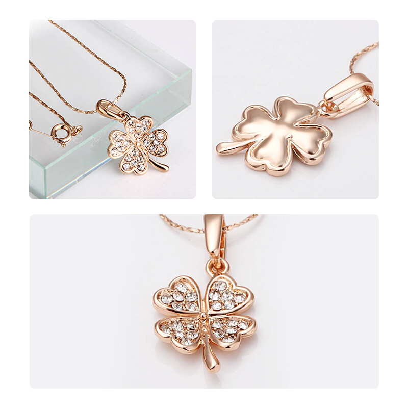 その他 lovely rose Una set, Mixed cuts, Clover, Pink, Rose gold-tone plated