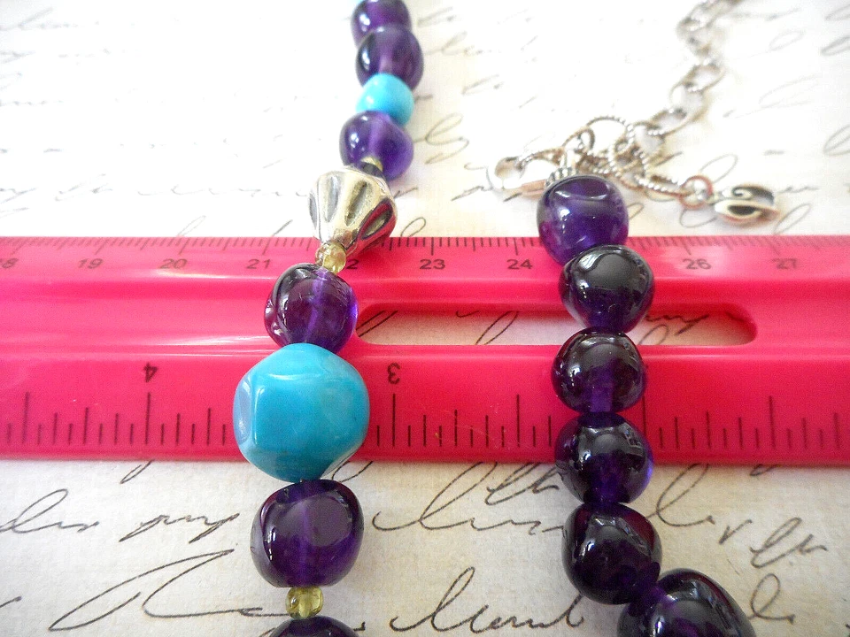 Carolyn Pollack Sterling Silver Amethyst Turquoise Bead Necklace 8541N - Image 4 of 4