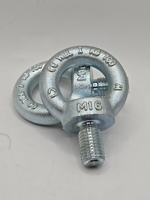 2pcs - M16 5/8 Lifting Shoulder Eye Bolt Machinery Steel Zink Plated C15E (3A3)