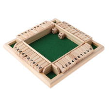 Wooden Shut The Box Board Game 10 Number Sided Dice Set for 2 to 4 Players