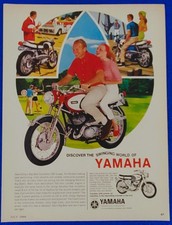 1966 Yamaha Big Bear Scrambler 250 "Swinging World" Vintage Motorcycle Print Ad