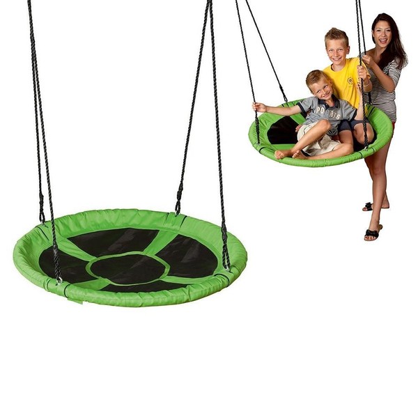 Nest Kinderschaukel, 90 Cm Durchmesser Bis 150 Kg Rundschaukel Schwarz-GrüN-image