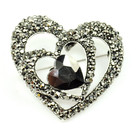 Brooch Jewelry Pins Gift boutonniere Heart crystal Brooches Black Rhinestone