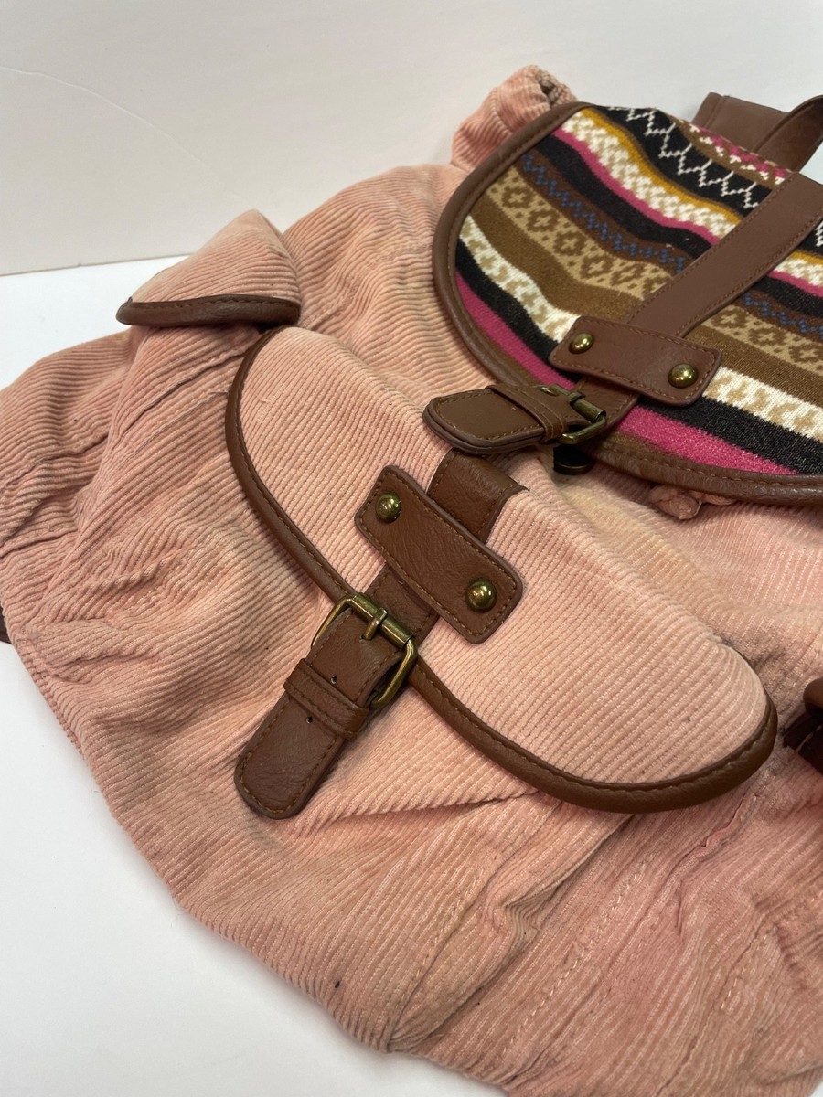 Olsenboye Y2K Boho Black Backback Bookbag Corduroy with Patches Corduroy Exterior Medium Bags & Backpack Handbags for Women  main image 4