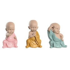 Figura Decorativa DKD Home Decor Azul Rosa Amarillo Resina Monje [8 x 5,5 x 1
