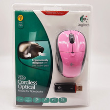 Logitech V220 Cordless Optical Mouse for Notebooks Ergonomic Rose Pink 2007