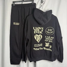 Viva La Bonita “Be Kind Or Be Quiet” Hoodie Sweatshirt & Sweatpants Set Sz M
