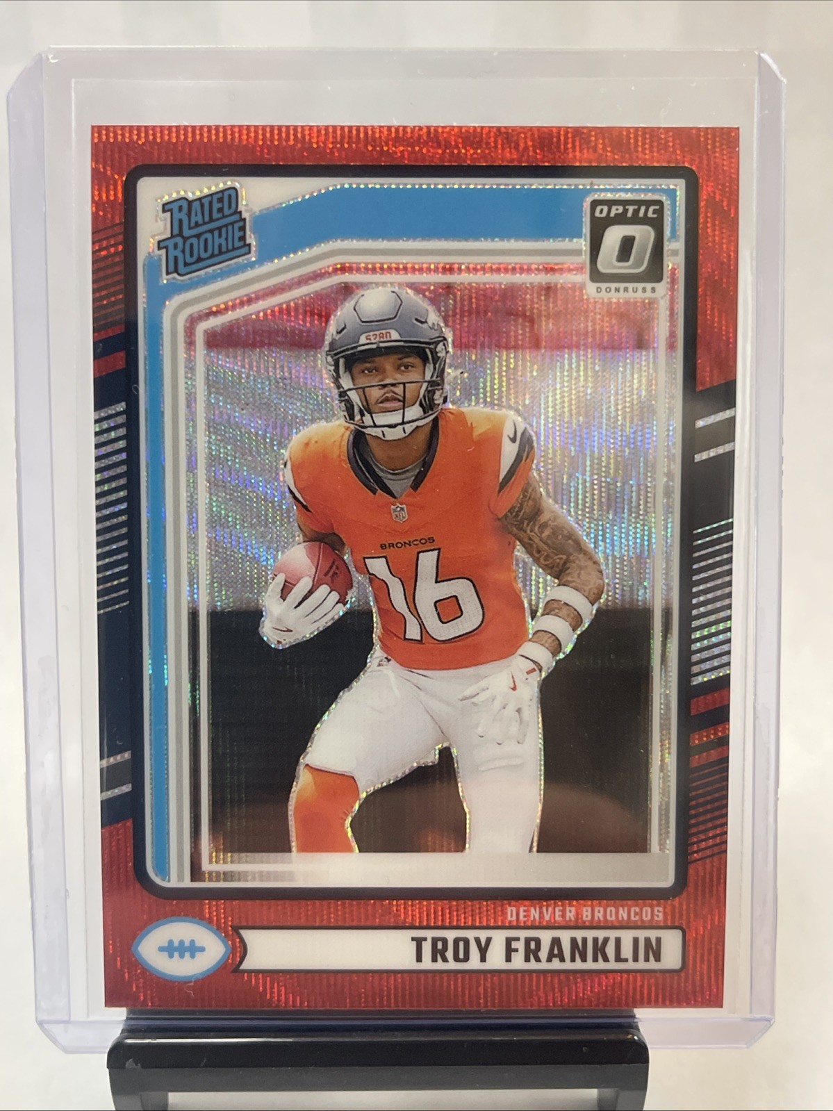 2024 Donruss - Rated Rookie Troy Franklin #338 Optic Preview Red Wave Prizm (RC)