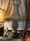 Vintage 35" CAPODIMONTE PAINTED PORCELAIN Table Lamp Italy 18 CHERUBS Amazing — photo 1