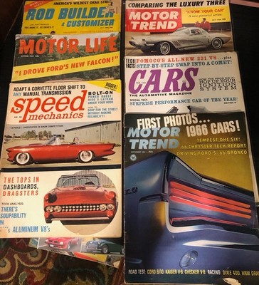 6 VINTAGE CUSTOM CAR MAGAZINES early 60's    Rod Bldr., Motor Trend, Speed Mech