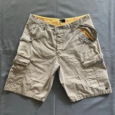 Vtg 2000s DC Skate Cargo Shorts Mens 34 Beige Khaki Polka Dot Streetwear Y2k