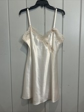 Victoria Secret Gold Label Size L Cream Lace Trim Slip Nightgown